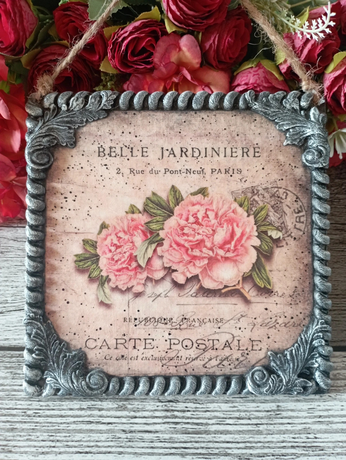 Dekoracja ozdoba shabby chic kwiaty piwonie Prowansja vintage retro 🎀