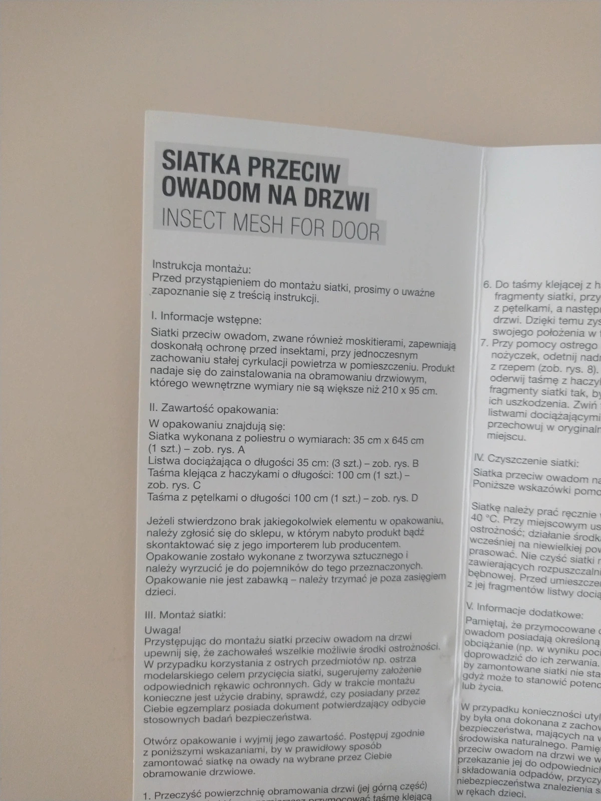 Siatka na drzwi