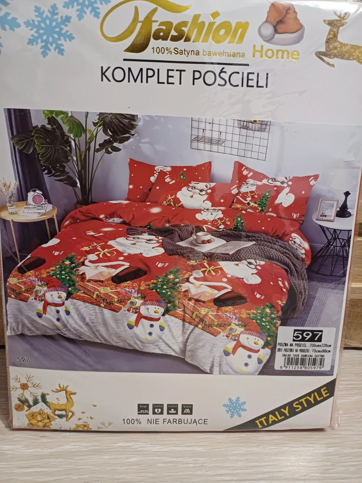 Komplet pościeli świąteczna mikołaj 200x220cm