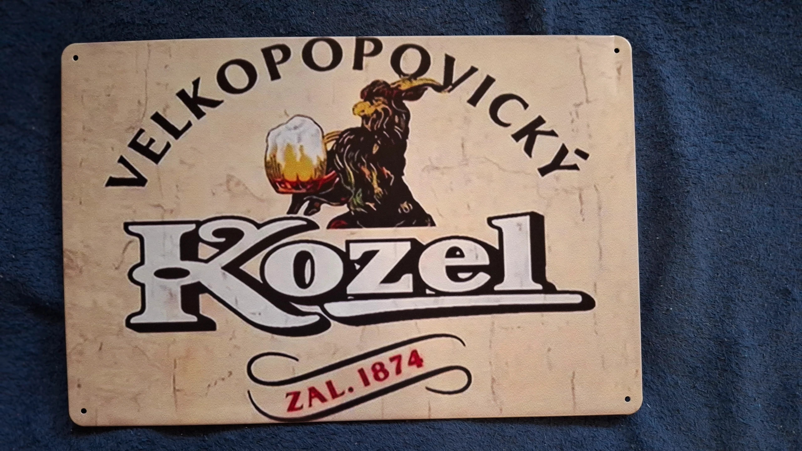 Metalowy Znak Piwa Kozel Vintage 20 cm x 30 cm