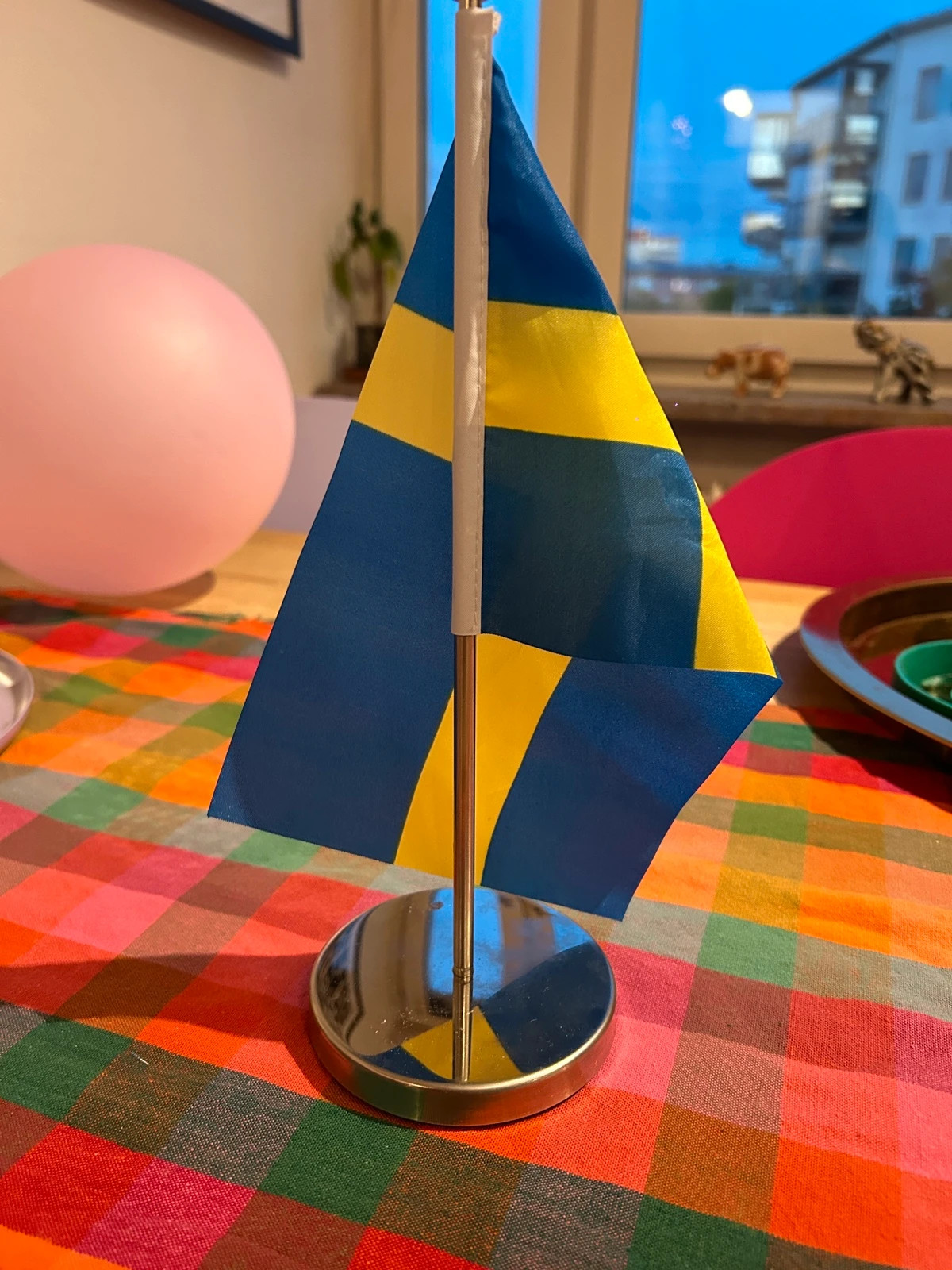 Weighted Swedish flag ornament