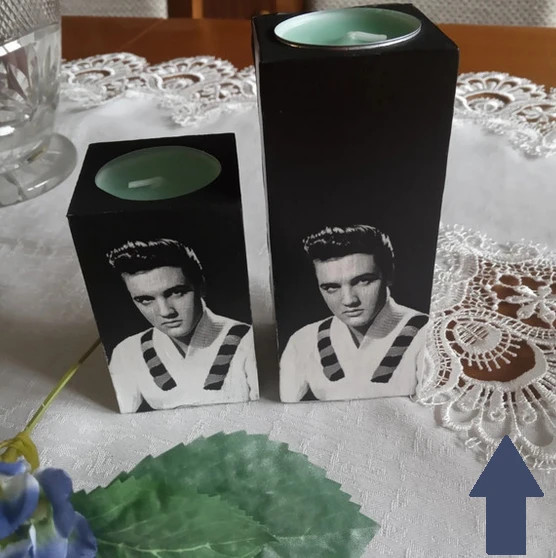 Elvis Presley świeczniki drewniane komplet 2 sztuki