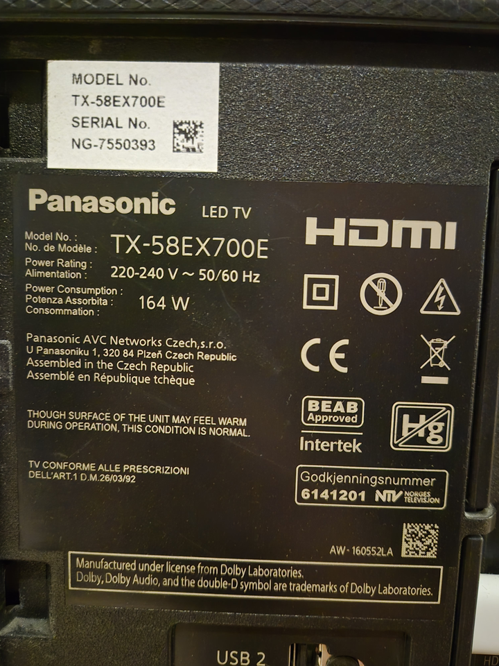 LED, Panasonic, 58"