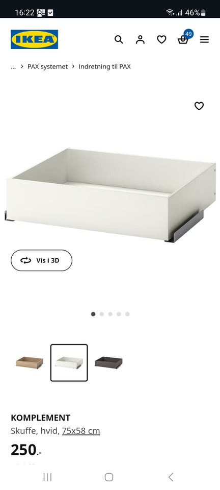 Tilbehør til skabe, Ikea, b: 75 d: 60