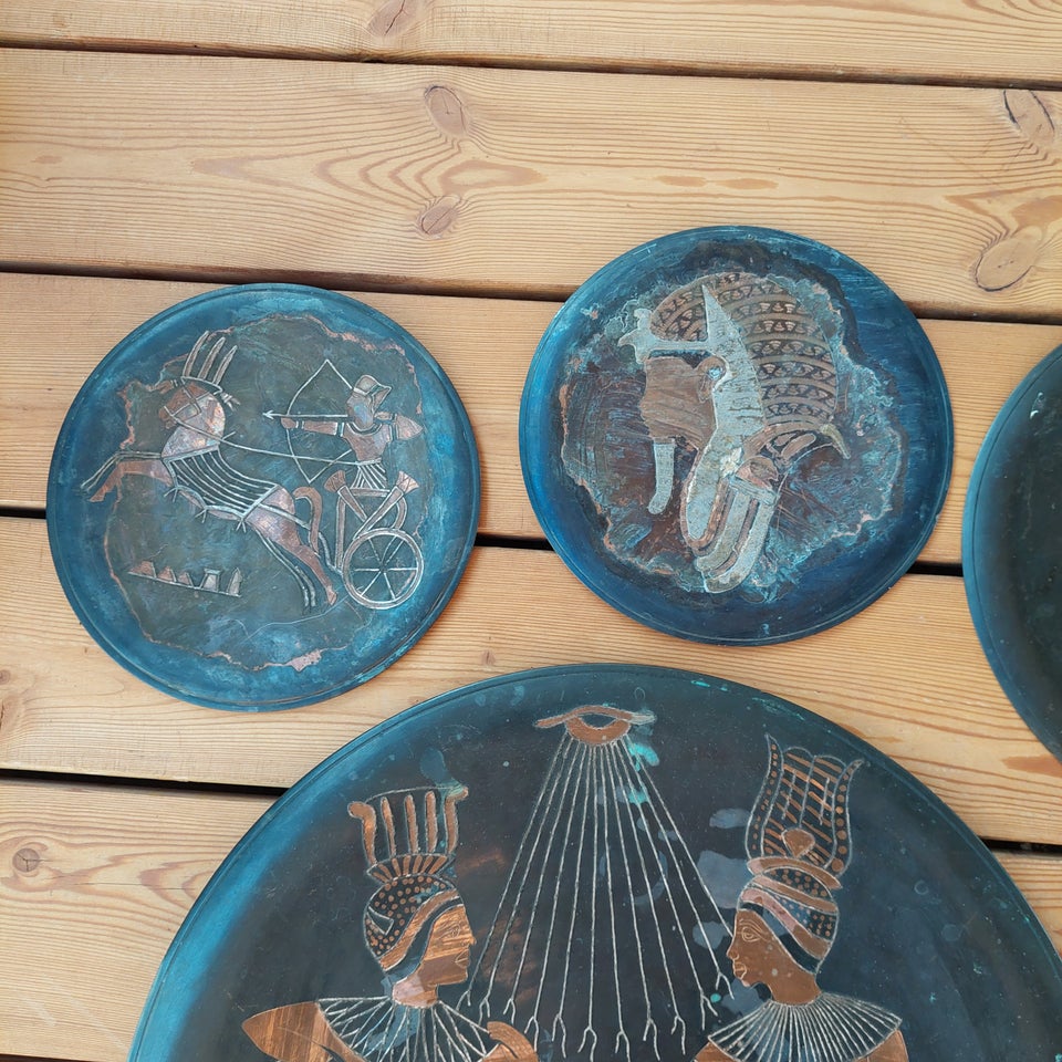 5 kobber plader med egyptisk stil