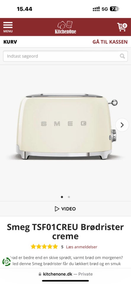 Smeg TSF01CREU Brødrister creme,