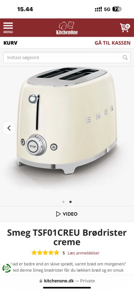 Smeg TSF01CREU Brødrister creme,