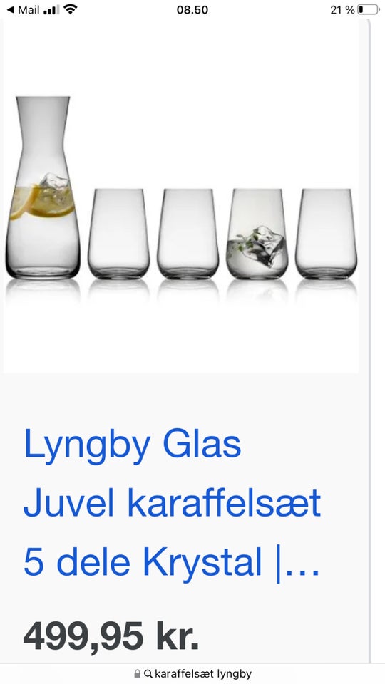 Glas, Karaffelsæt med glas, Lyngby