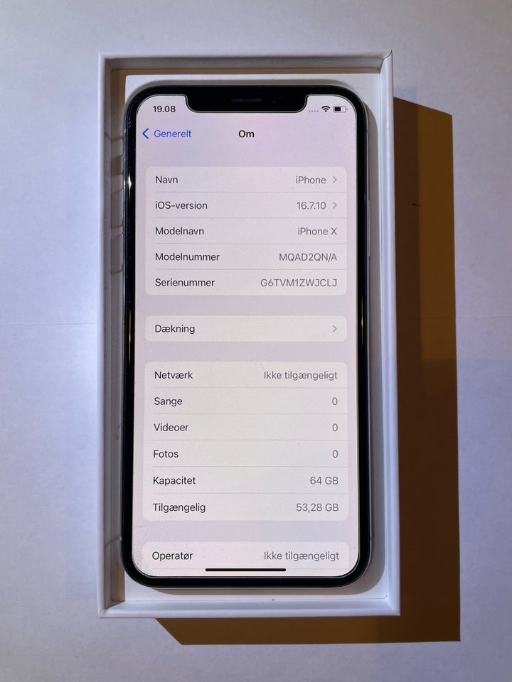 iPhone X, 64 GB, hvid