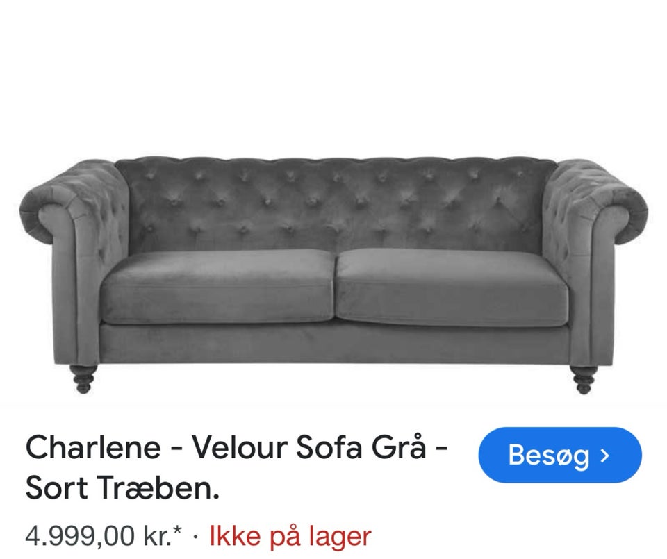 Sofa, velour, 3 pers.