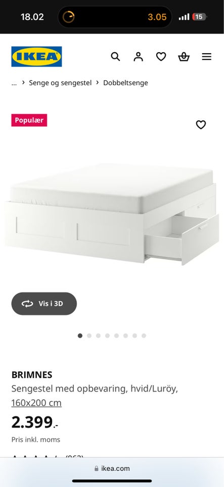 Andet, Ikea Brimnes, b: 166 l: 206 h: