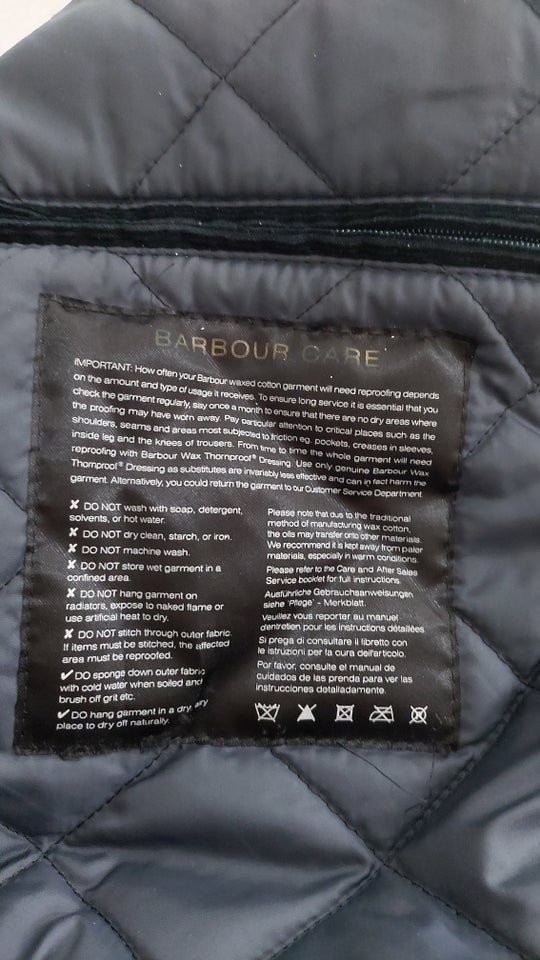 Oilskinsjakke str XL Barbour