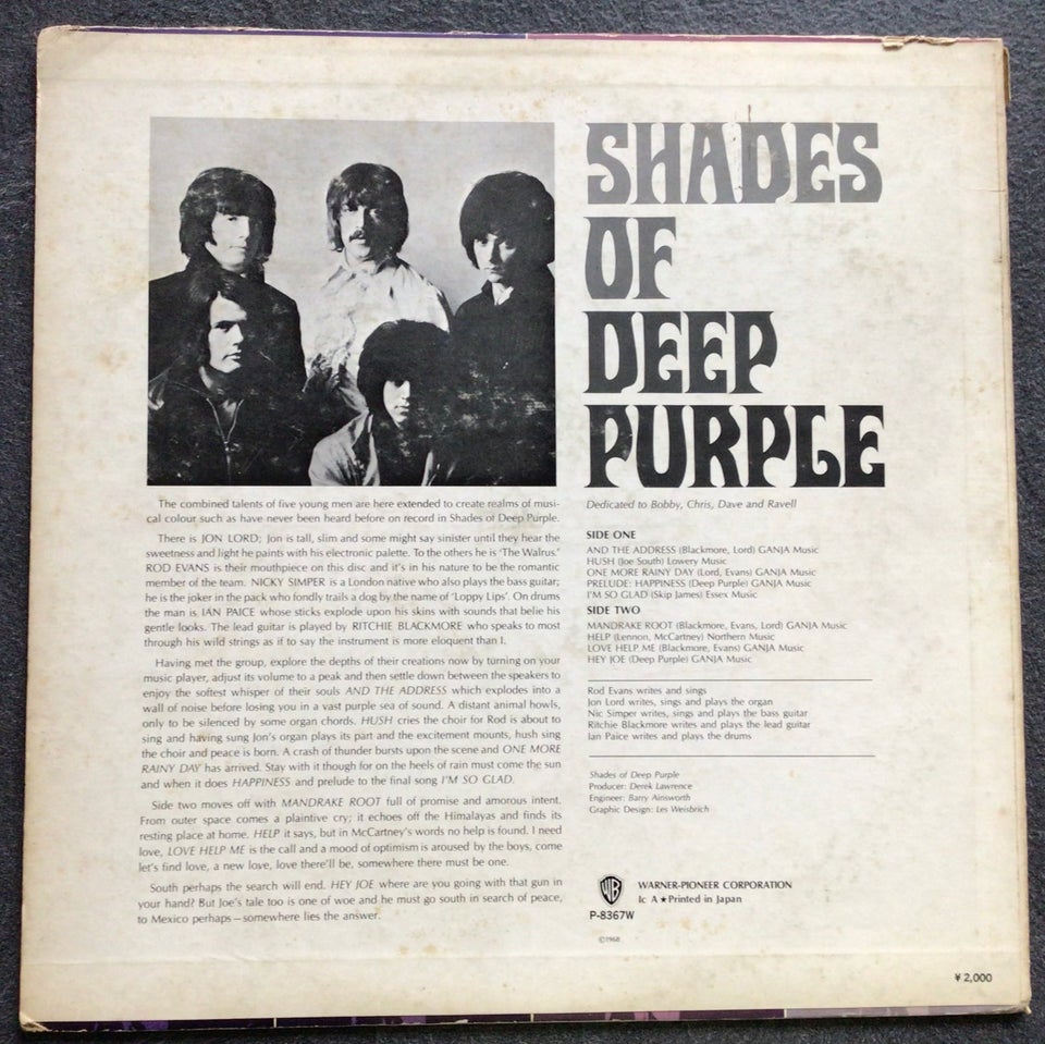 LP, Deep Purple, Shades of rock