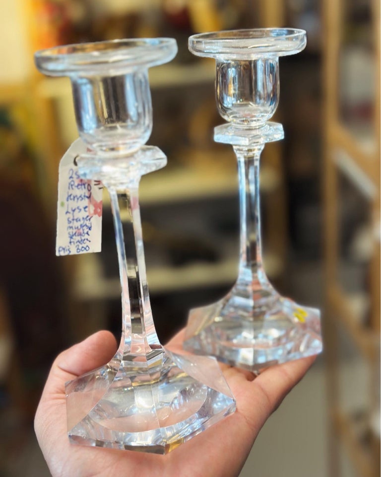Glas Lysestager - candelholder 