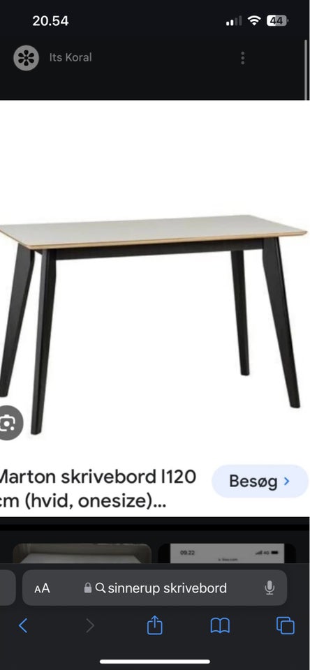 Skrivebord, Sinnerup, b: 120 h: 70