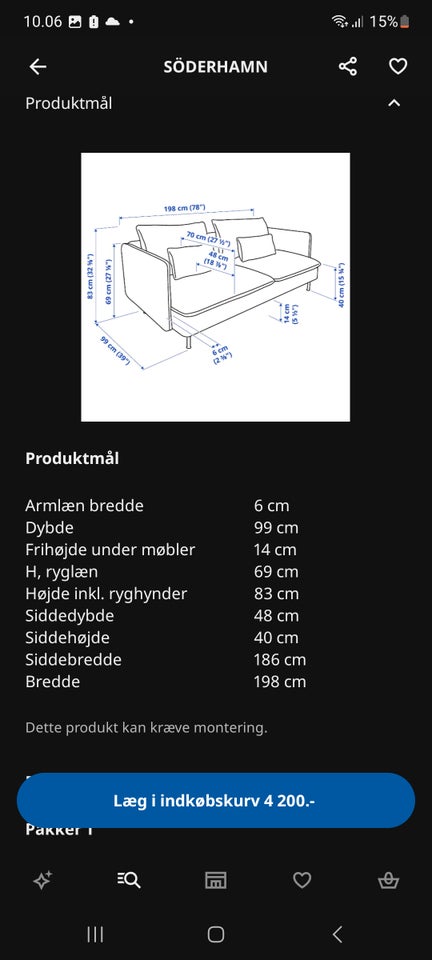 Sofa 3 pers  Söderhamn