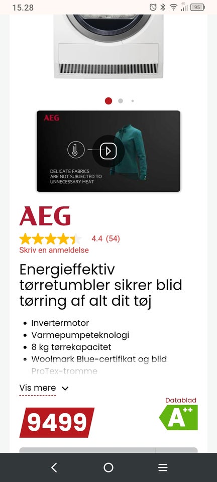 Tørretumbler, AEG T8DEP845G,