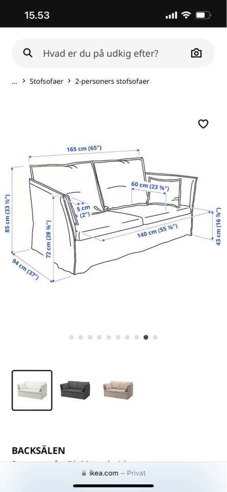 Sofa, 2 pers. , Ikea