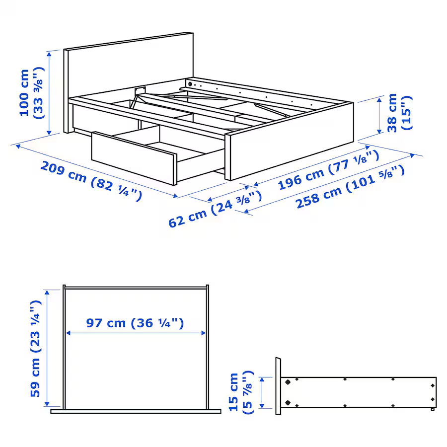 Dobbeltseng, IKEA MALM, b: 180 l: