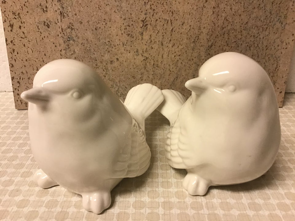 Porcelæn Hvid Fugl Fugle Figur