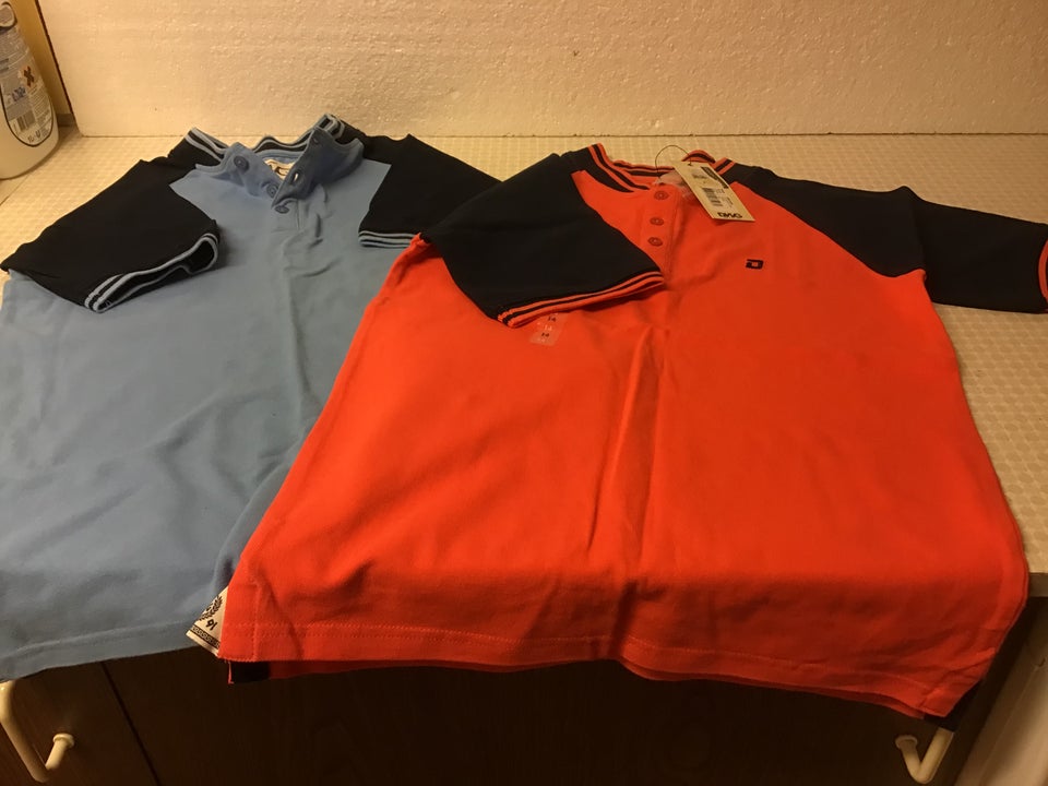 Polo t-shirt, Orange Blå Kortærmet