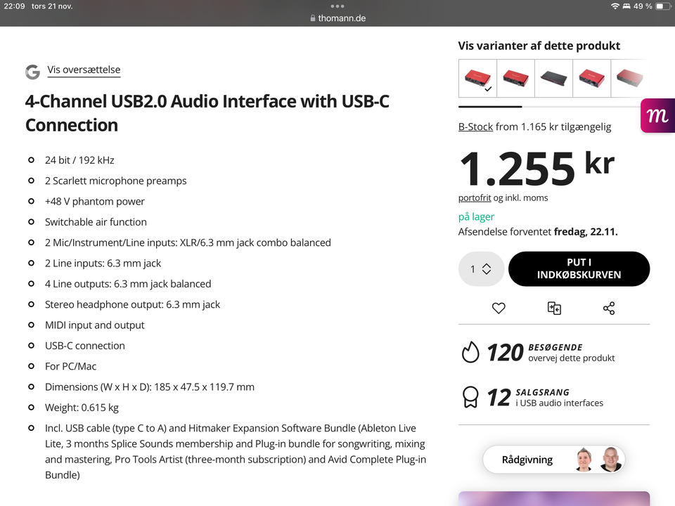 Lydkort, Focusrite Scarlett 4i4,