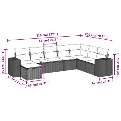 Havesofa vidaXL Polyrattan