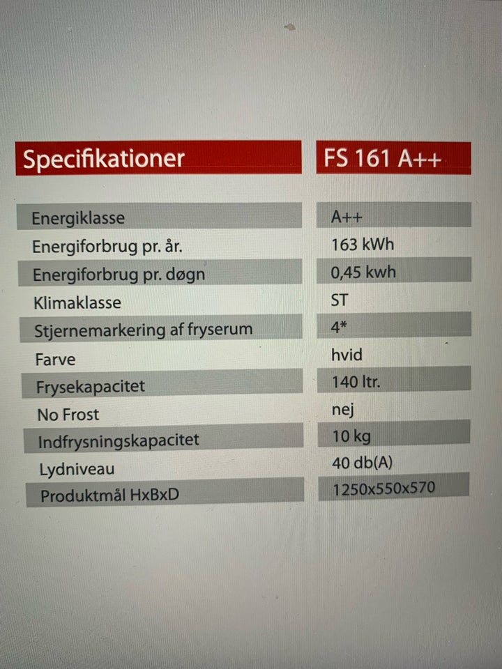 Fryseskab, Atlas 140L, 140 liter