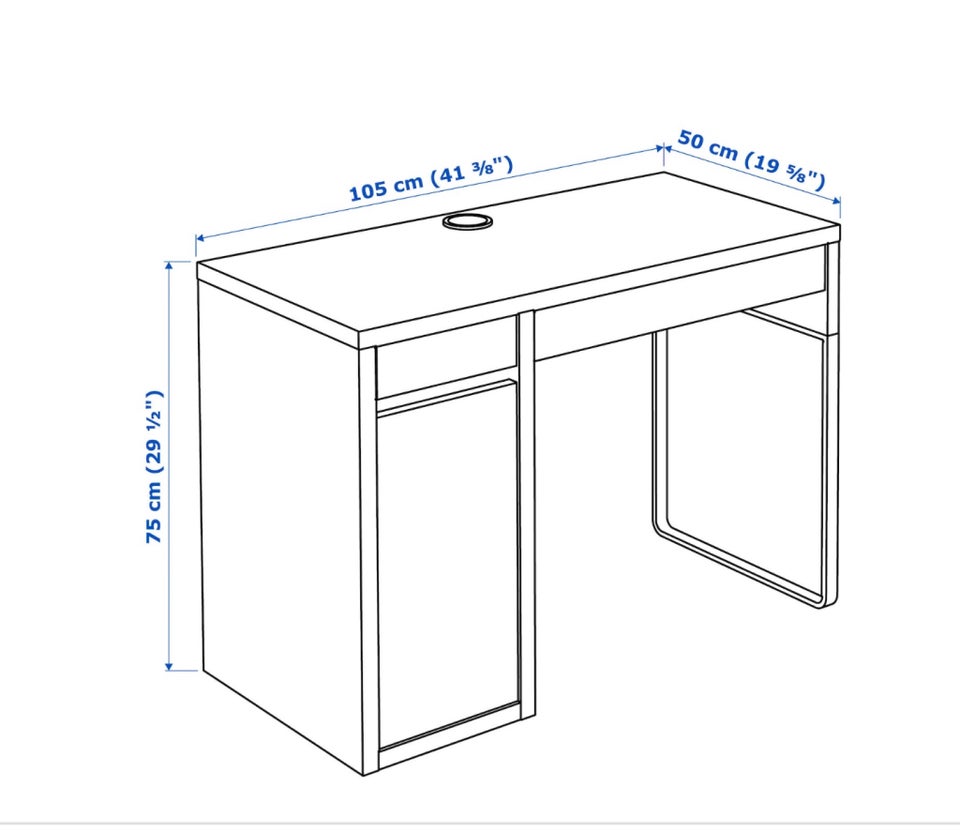 Skrivebord, Ikea Micke, b: 105 d: 50