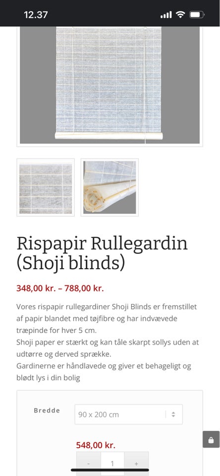 Rullegardin, b: 72 h: 200