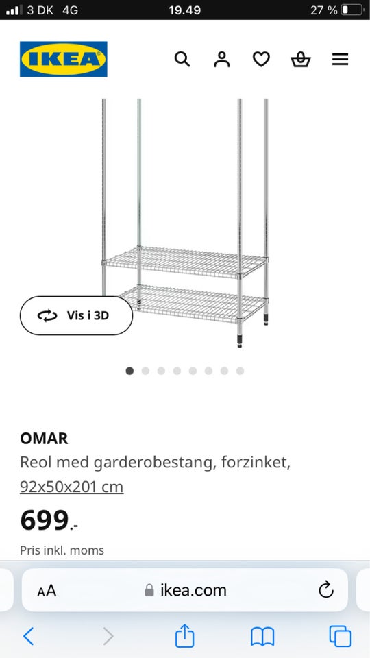 Tøjstativ, Ikea Omar