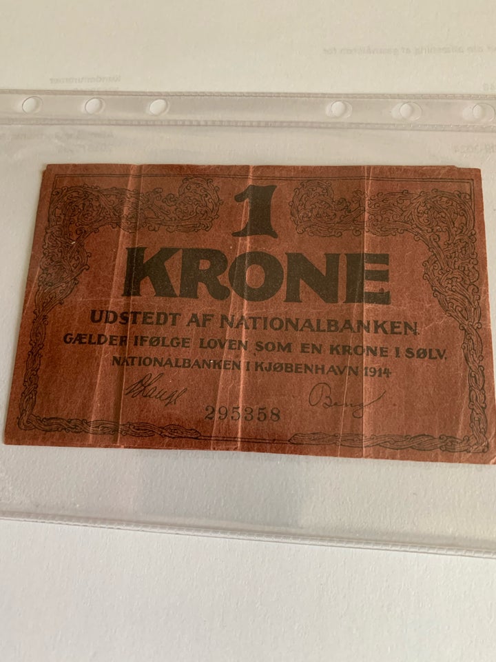 Danmark, sedler, 1 krone