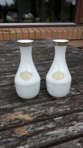 Porcelæn Sæt: 2x vaser hvid/guld