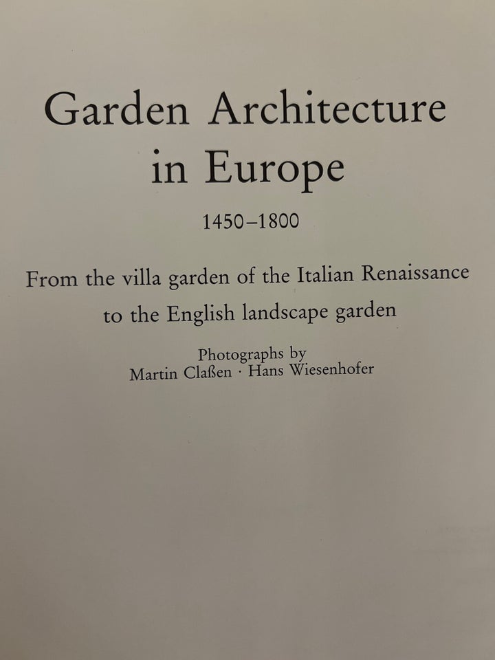 Garden architecture in Europe ,