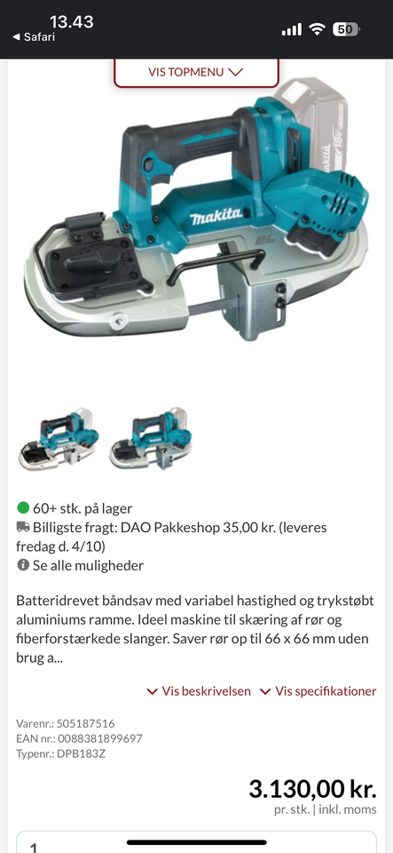 Båndsav, Makita