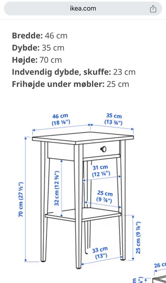 Sengebord, Ikea