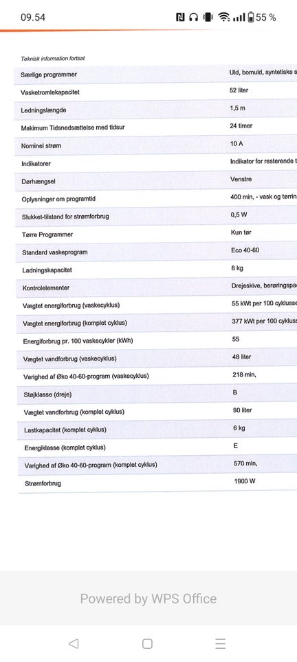 Elvita vaskemaskine, CTC 4860V,