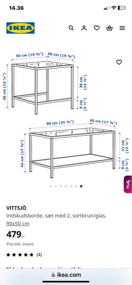 Sofabord Ikea glas