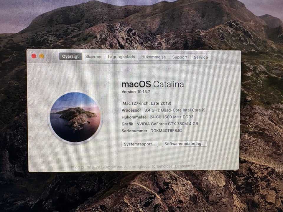 iMac, 27” Late 2013, 3,4 GHz