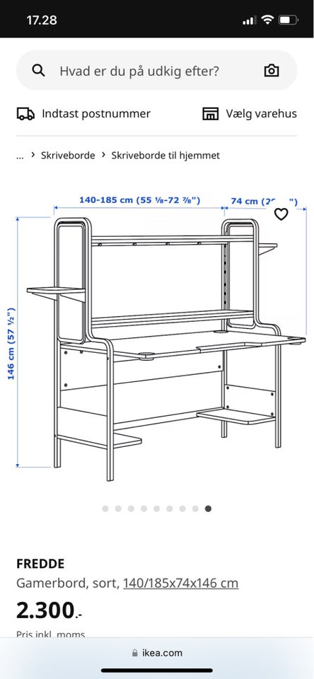 Computerbord, Fredde, b: 185 d: 74