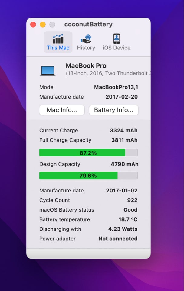 MacBook Pro, 13” 2016, 2 GHz