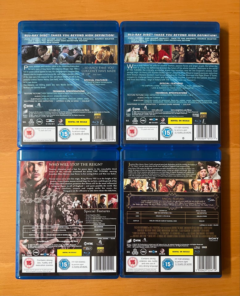 The Tudors sæson 1-4, Blu-ray,