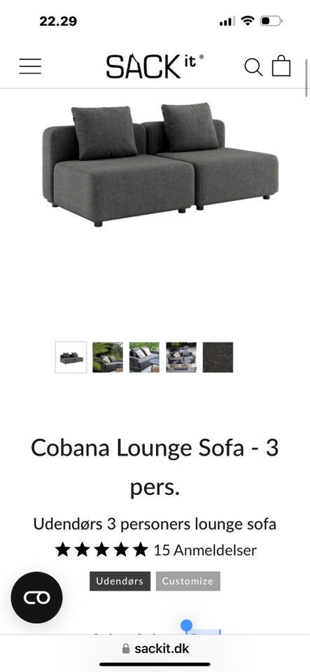 Sofa Sackit Miljø certificeret