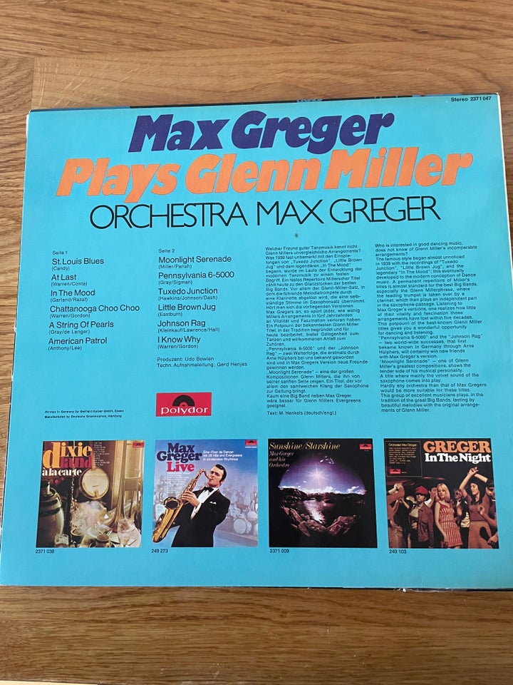 LP, Max Greger (1. Press), Plays