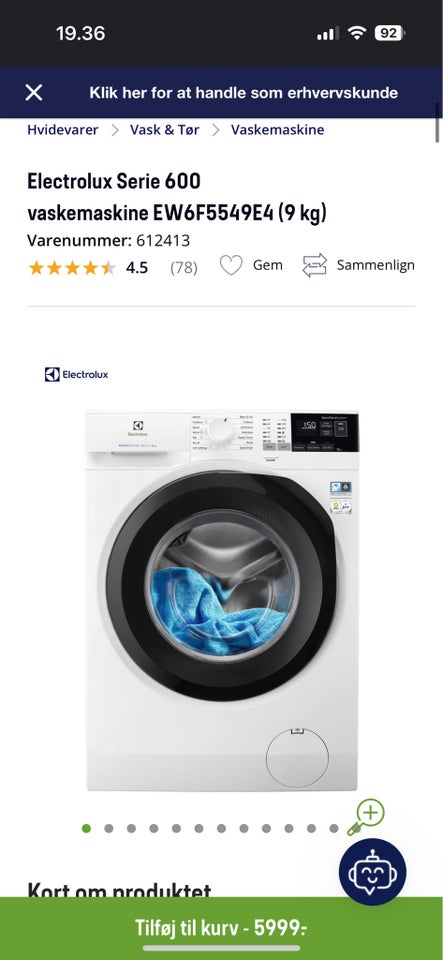 Electrolux vaskemaskine, Serie