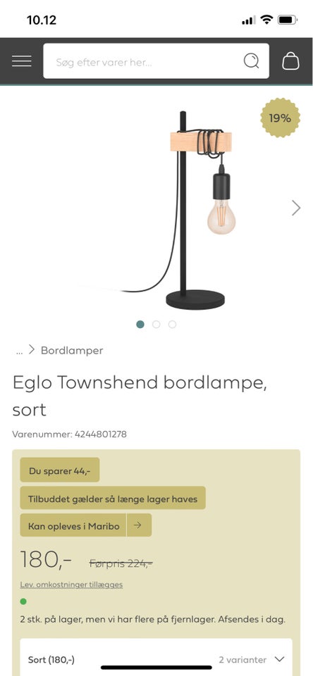 Sengelampe Eglo Townshend