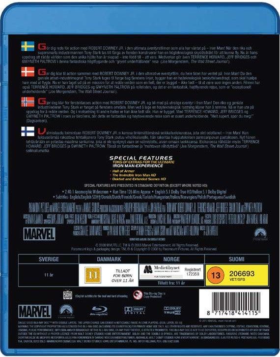 Ironman, Blu-ray, andet