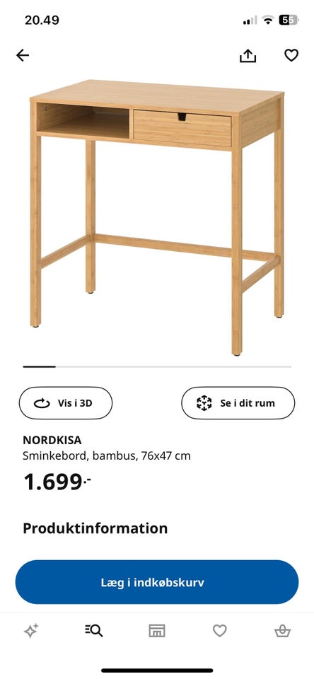 Sminkebord Nordkisa fra Ikea