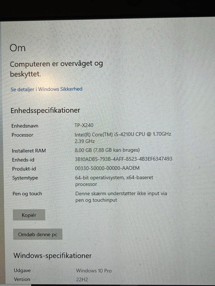 Lenovo Thinkpad X240, 2,4 GHz, 8 GB