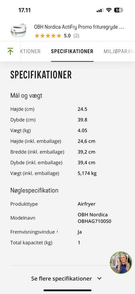 Actifry Frituregryde Obh Nordica